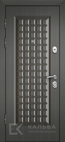 Фото №2 «Металлическая дверь серая под дерево внутри графит 3D квадраты №571»