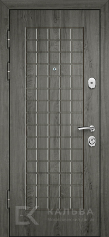 Фото №2 «Стальная дверь шоколадная классика внутри серая со стеклом решеткой №570»