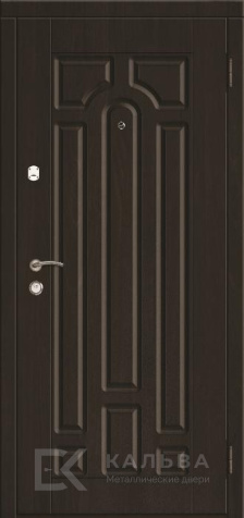 Фото «Стальная дверь шоколадная классика внутри серая со стеклом решеткой №570»