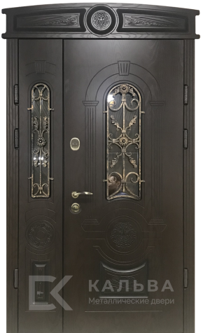 Фото «Входная дверь венге с ковкой и остеклением для частного дома №109»